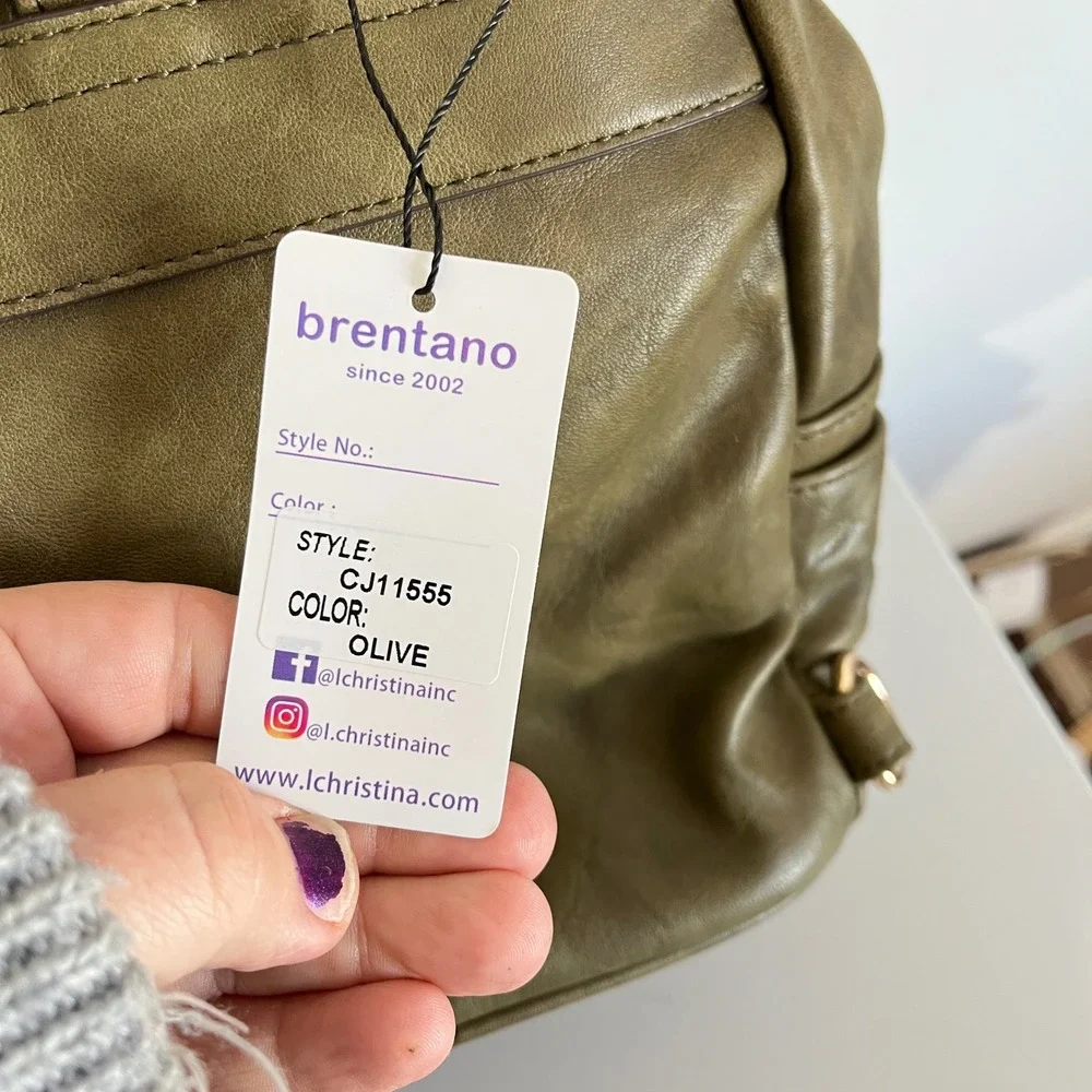 Brentano Mini Backpack Women OS Olive Green Studded Vegan Leather‎ CJ11555